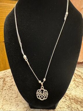 Alex and Ani Endless Knot Necklace Silver Adjustable Chain Celtic Symbol